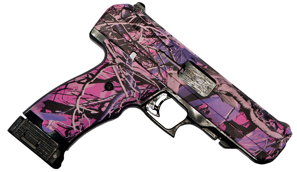 Hi-Point 34510PI JHP  45 ACP 9+1 4.50" Black Steel Barrel, Hydro-Dipped Pink Camo Serrated Steel Slide, Polymer & Grip