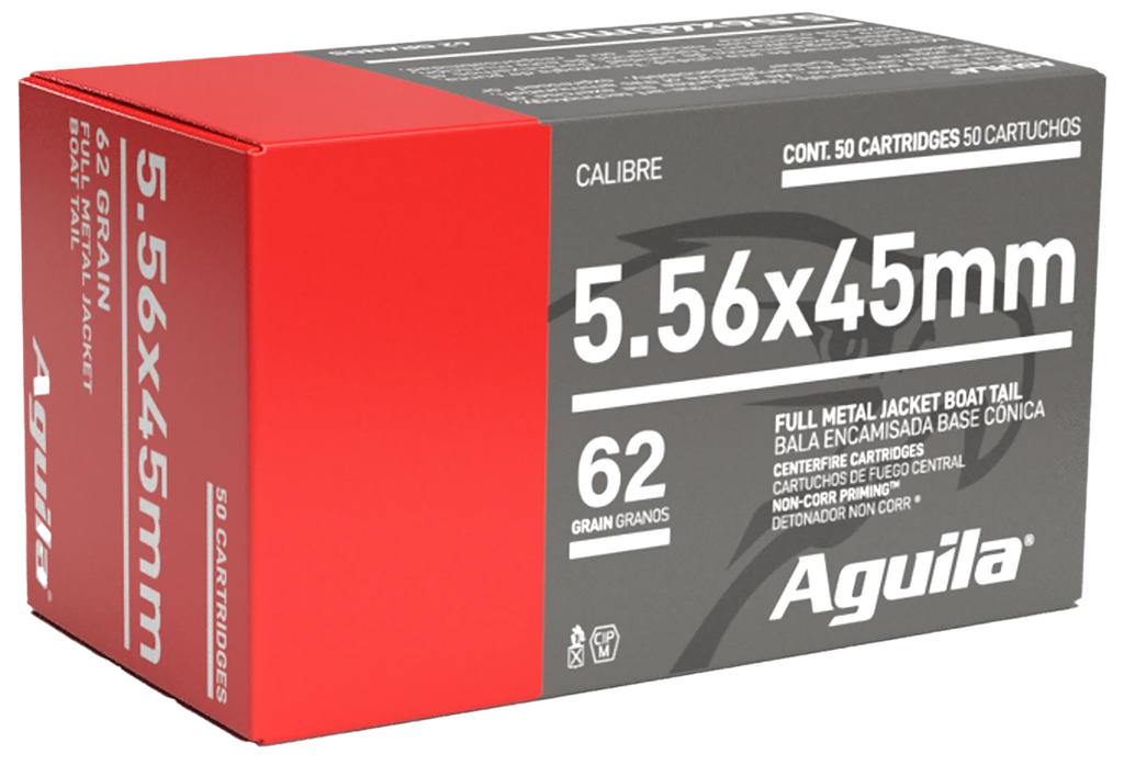 Aguila 1E556110   5.56x45mm NATO 62gr Full Metal Jacket Boat Tail 50 Per Box/20 Case
