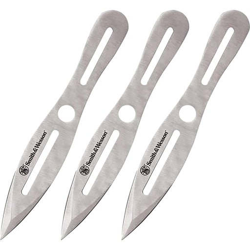 [PROD26-00083] Smith & Wesson Knives SWTK10CP Bullseye Throwing Knives 5" Fixed Dual Edge Spear Point Plain 2Cr13MoV SS Blade, Stainless Steel Handle, Includes Sheath Set of 3, 10" OAL